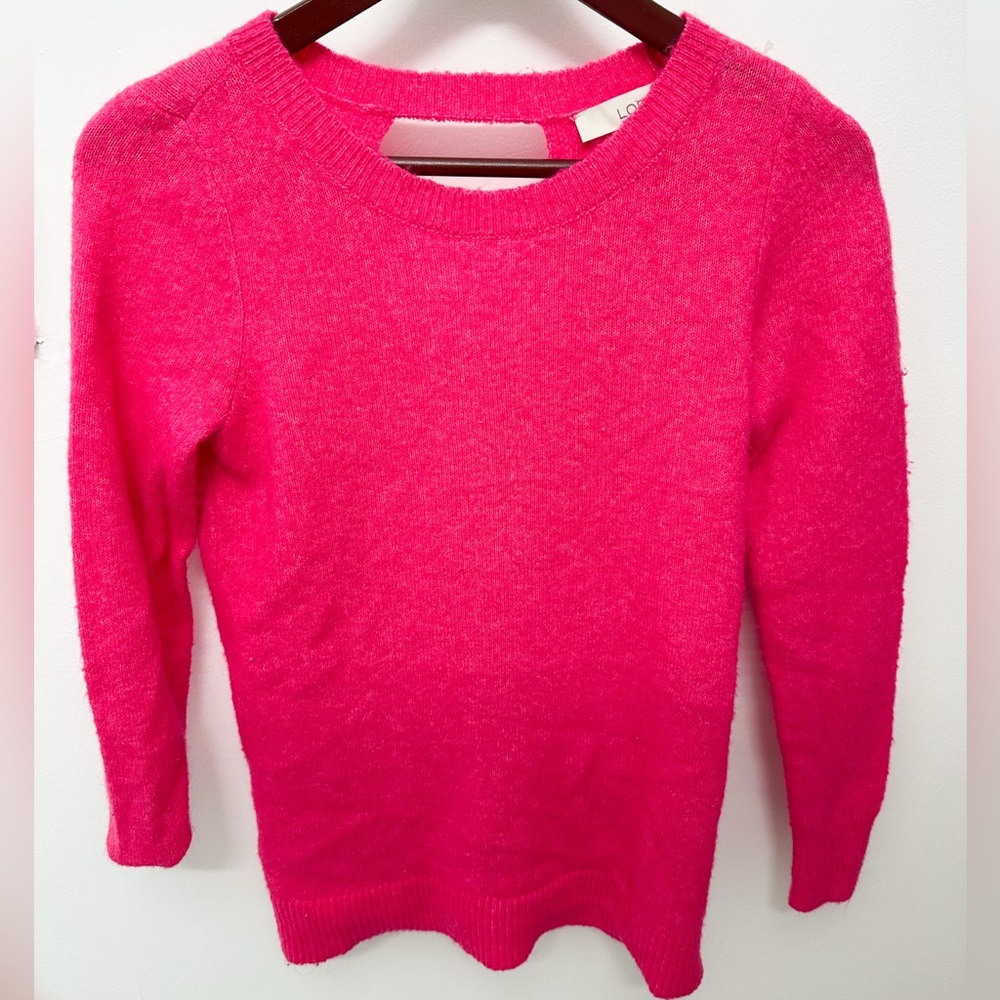 Hot Pink Loft Sweater with a Cutout Back. Size XXSP